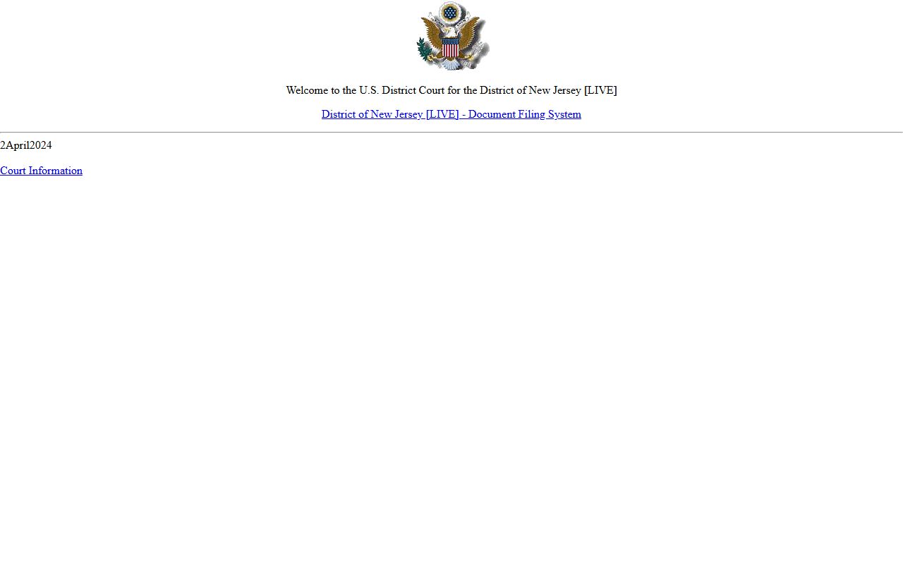 Monmouth County federal court records District of New Jersey CM/ECF system