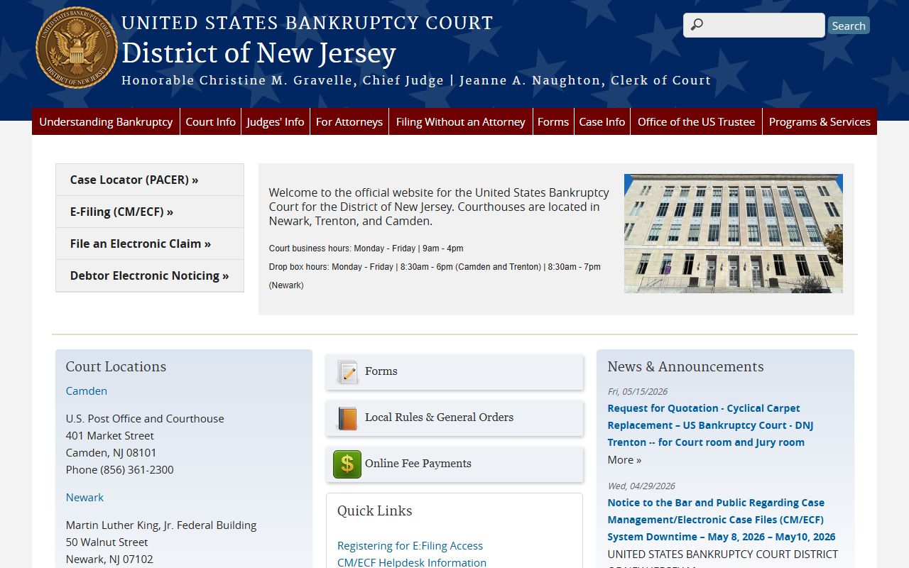 Monmouth County federal court records U.S. Bankruptcy Court for the District of New Jersey
