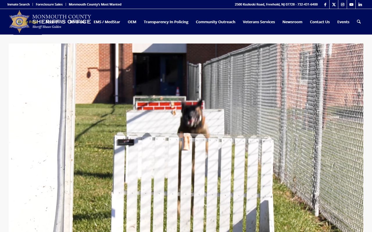 Monmouth County Sheriff site used for inmate and court records lookups