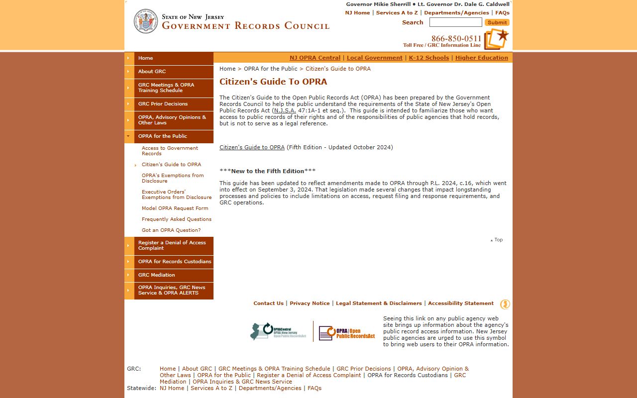 Government Records Council Citizen's Guide for Monmouth County public records requests